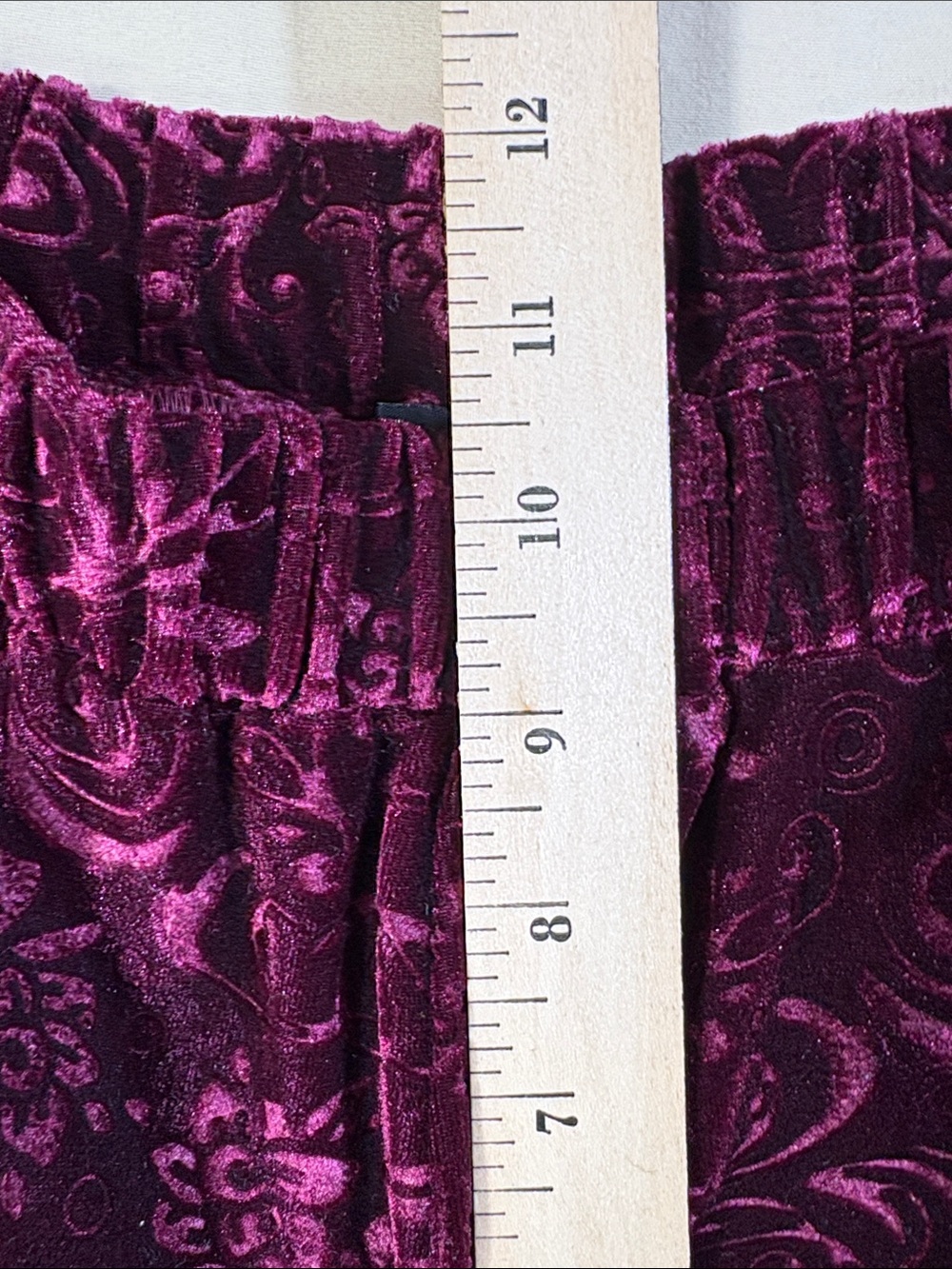 Marc New York Andrew Marc Burgundy Velvet Burnout Floral Wide Leg Pants XS NWT - Picture 7 of 11